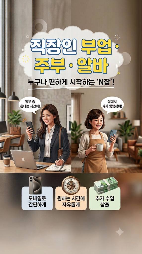 직장인 부업 주부 알바 누구나 편하게 시작하는 N잡